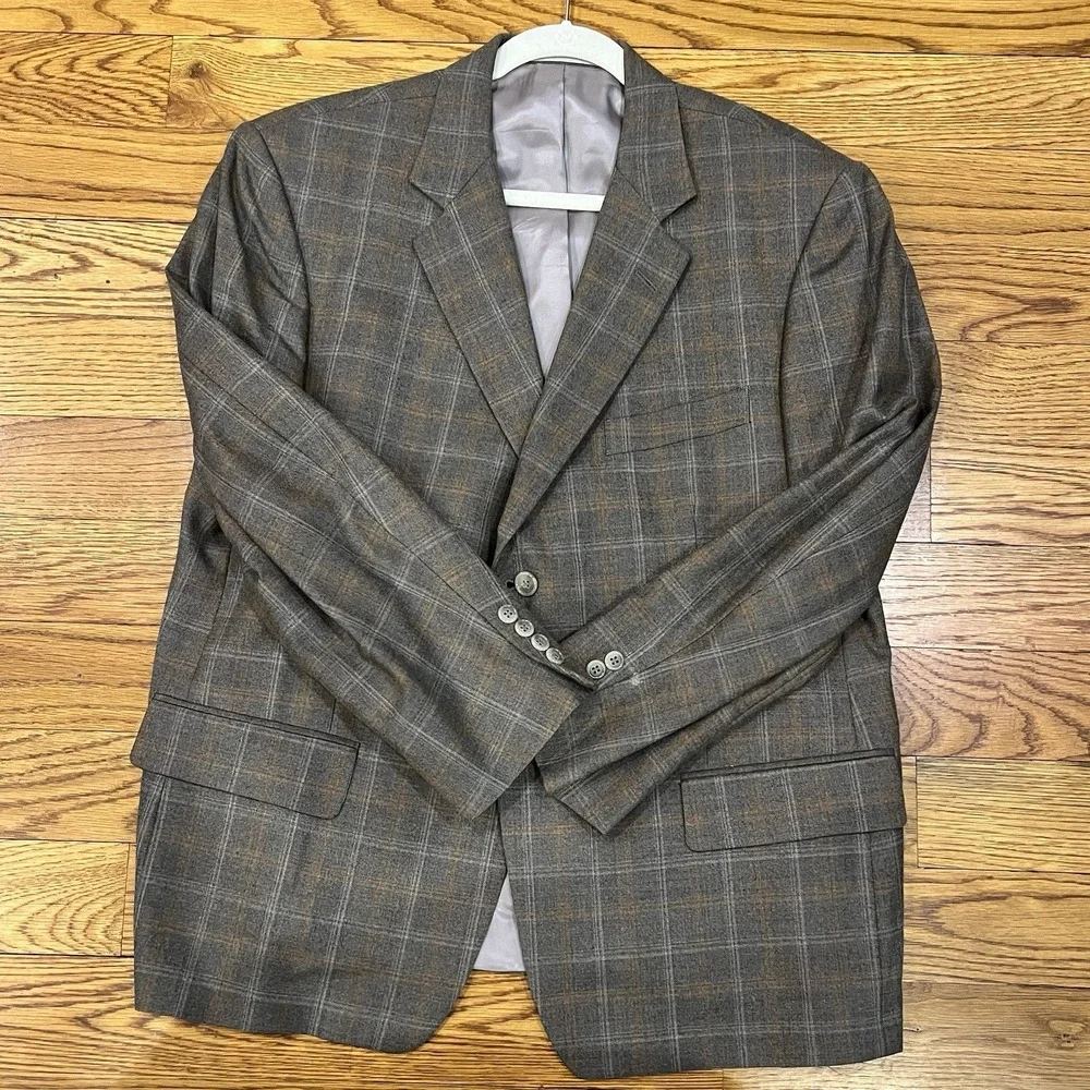 Ermenegildo Zegna Blazer Windowpane Plaid Suit Jacket Size‎ 43R